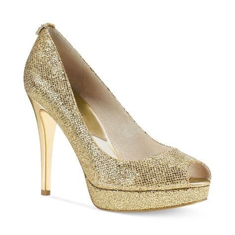 michael kors gold pumps straps|Michael Kors gold shoes heels.